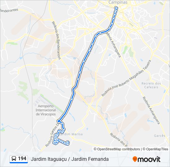 Mapa de 194 de autobús