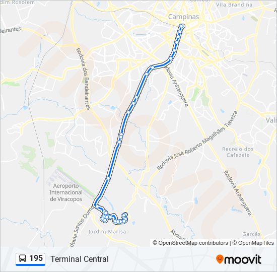 Mapa da linha 195 de ônibus