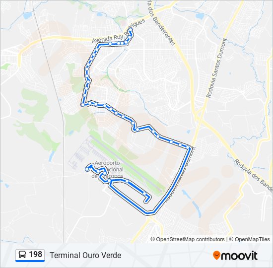 Mapa de 198 de autobús