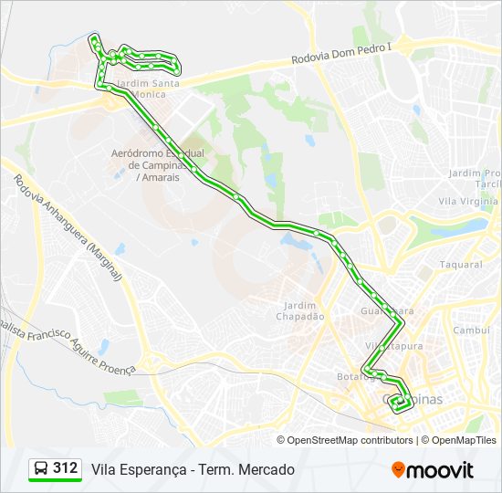 Mapa de 312 de autobús