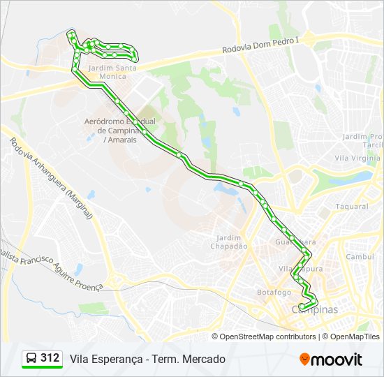 Mapa de 312 de autobús