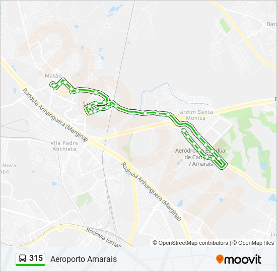 Mapa de 315 de autobús