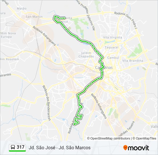 Mapa de 317 de autobús