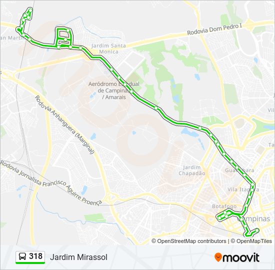 Mapa de 318 de autobús