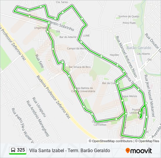 Mapa de 325 de autobús