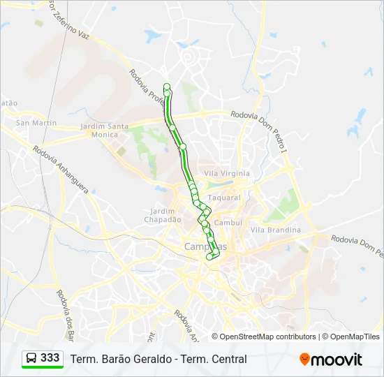 333 Bus Line Map