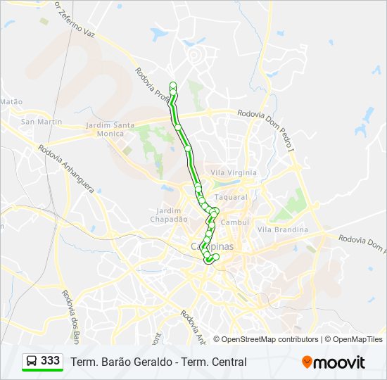 Mapa de 333 de autobús