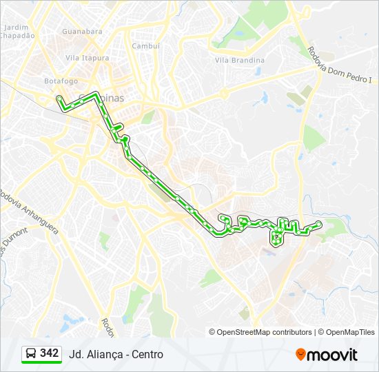 Mapa de 342 de autobús