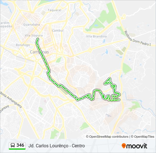 Mapa de 346 de autobús