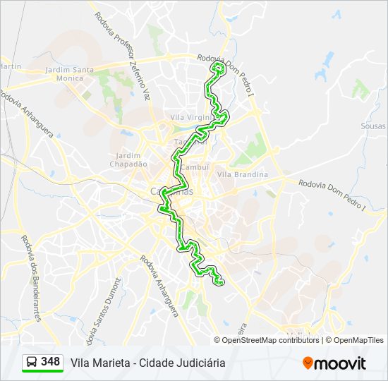 Mapa da linha 348 de ônibus