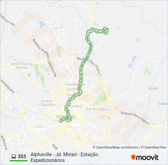 Mapa de 353 de autobús