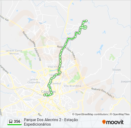 Mapa da linha 356 de ônibus