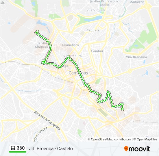 Mapa da linha 360 de ônibus