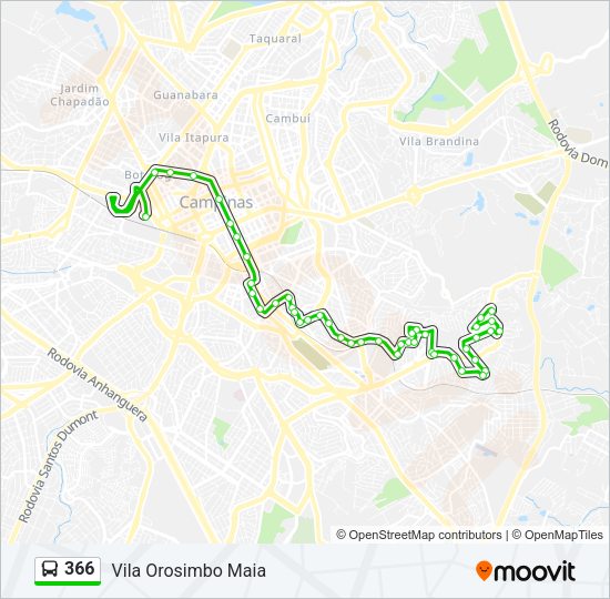 Mapa da linha 366 de ônibus