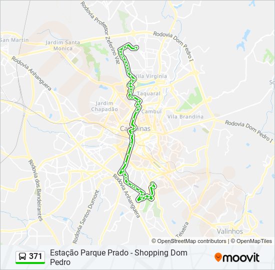 Mapa de 371 de autobús