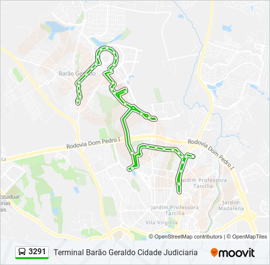 Mapa da linha 3291 de ônibus