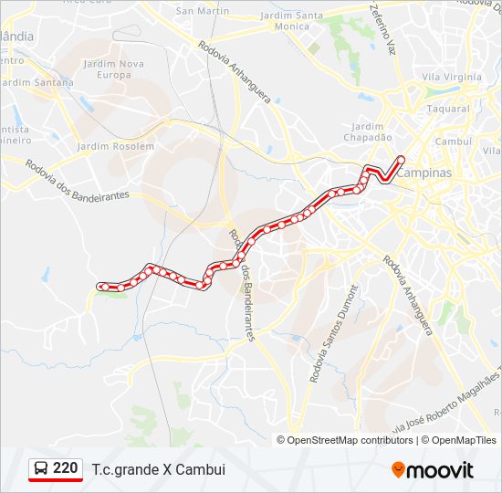 220 bus Line Map