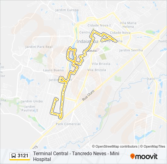 Mapa da linha 3121 de ônibus