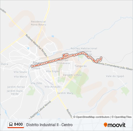 Mapa da linha 8400 de ônibus