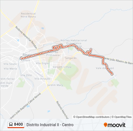 Mapa da linha 8400 de ônibus