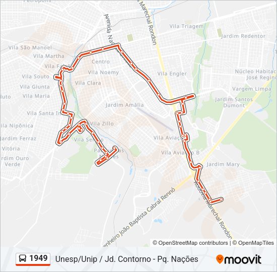 Mapa da linha 1949 de ônibus