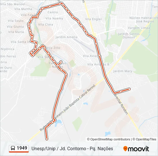 1949 Bus Line Map