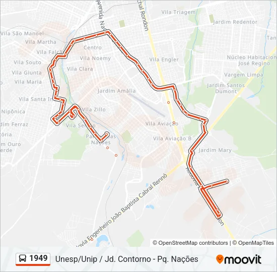 1949 Bus Line Map