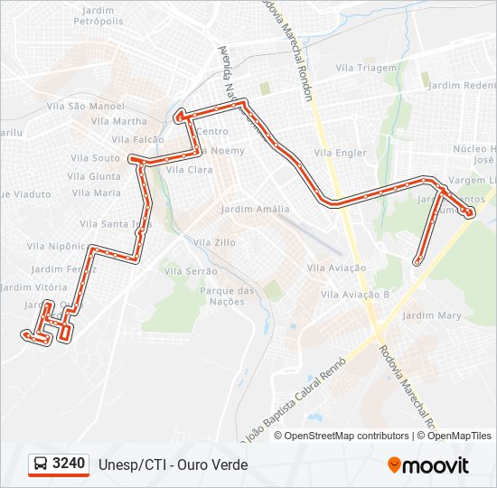 Mapa da linha 3240 de ônibus