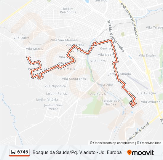 Mapa da linha 6745 de ônibus