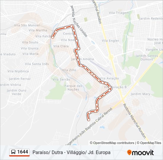 Mapa da linha 1644 de ônibus