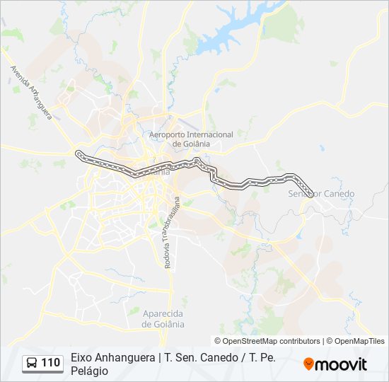 Mapa da linha 110 de ônibus