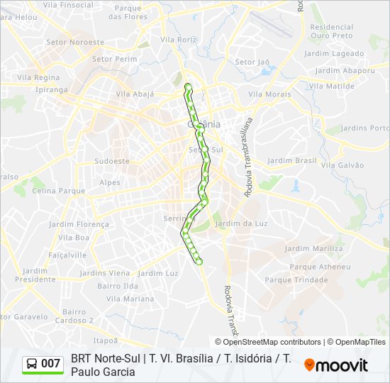 Mapa da linha 007 de ônibus