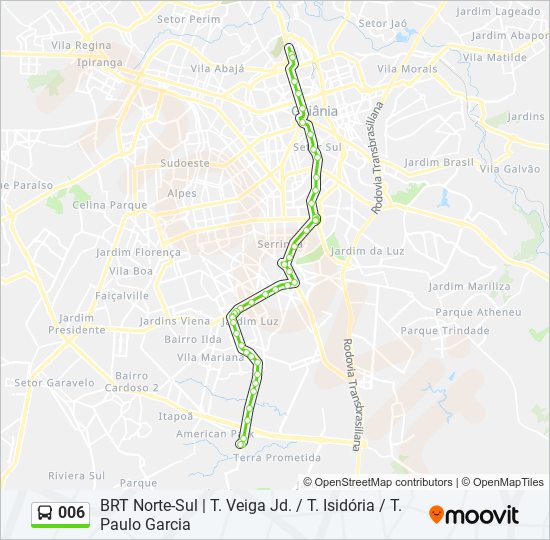 Mapa da linha 006 de ônibus