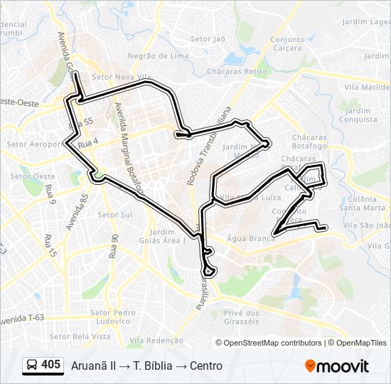 Mapa de 405 de autobús