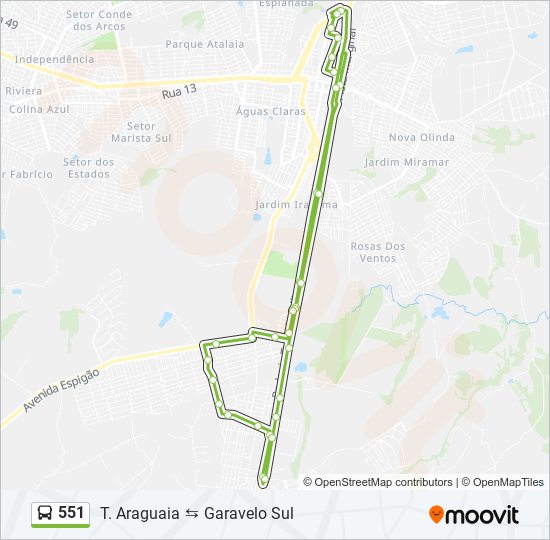 Mapa de 551 de autobús