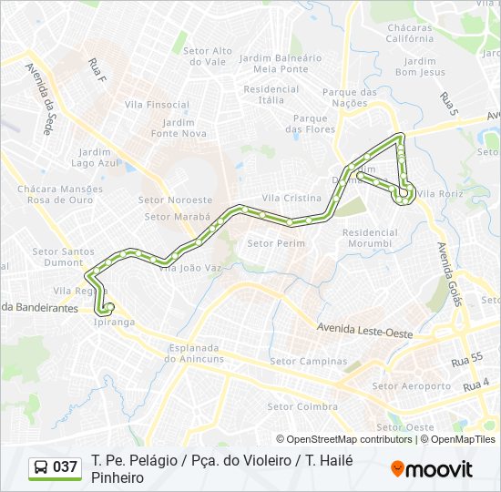 Mapa de 037 de autobús