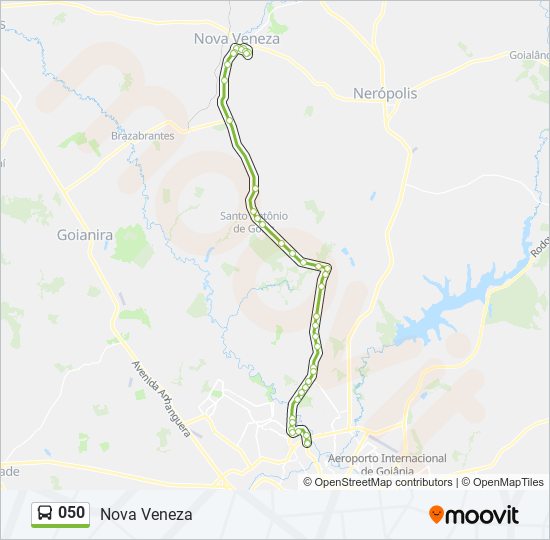 Mapa da linha 050 de ônibus