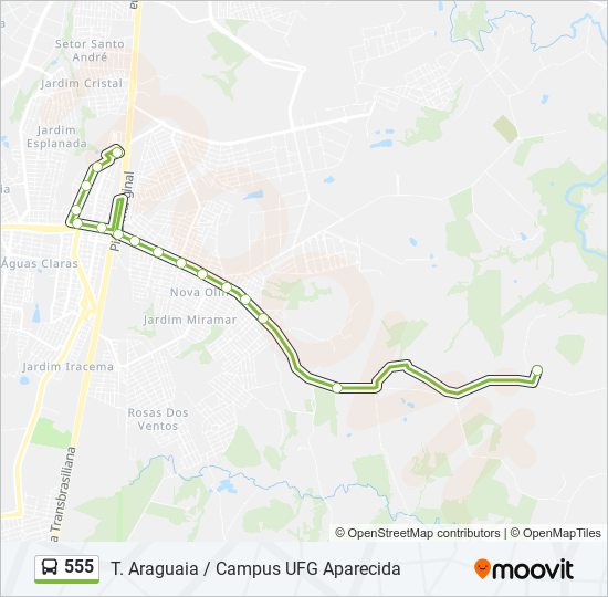 Mapa da linha 555 de ônibus