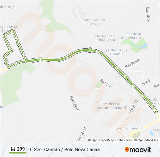 Mapa da linha 299 de ônibus
