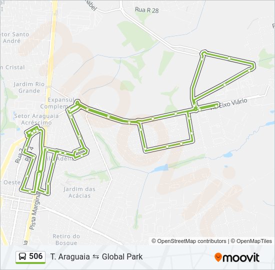 Mapa da linha 506 de ônibus