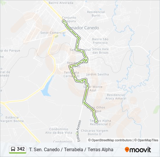 Mapa de 342 de autobús