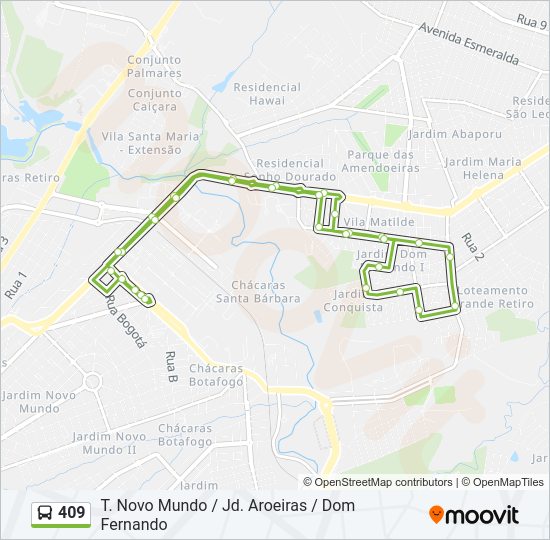 Mapa da linha 409 de ônibus