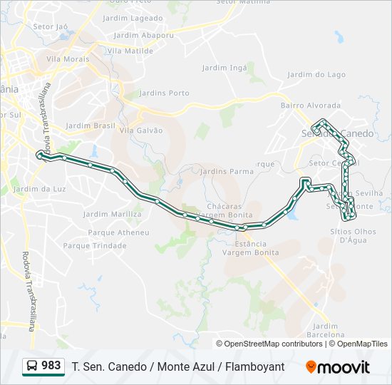 Mapa da linha 983 de ônibus
