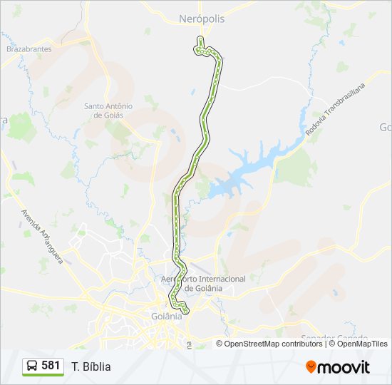 Mapa da linha 581 de ônibus