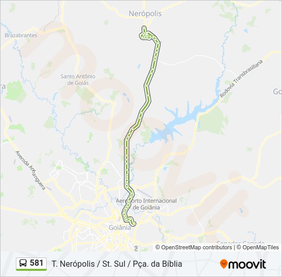 Mapa da linha 581 de ônibus