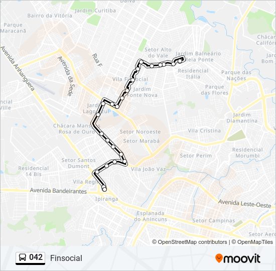 Mapa da linha 042 de ônibus