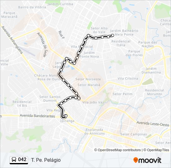 Mapa da linha 042 de ônibus