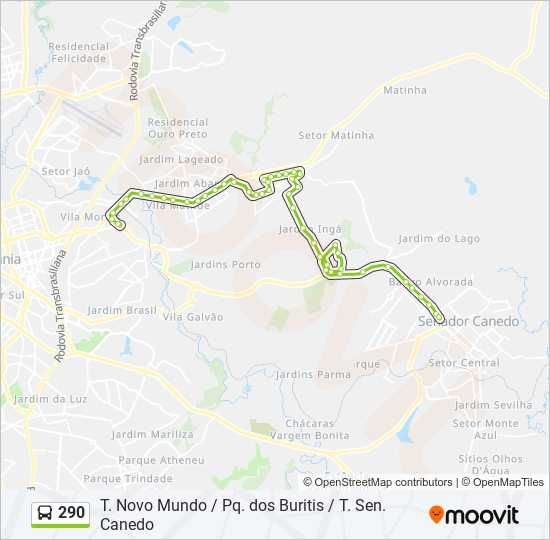 Mapa de 290 de autobús