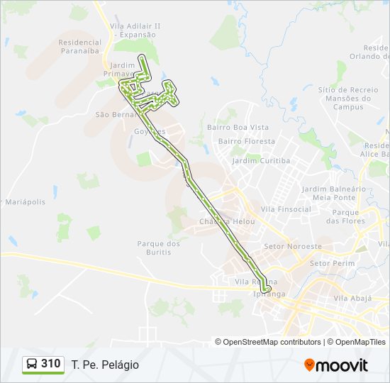 Mapa da linha 310 de ônibus