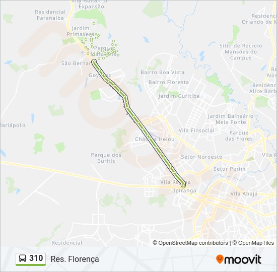 Mapa da linha 310 de ônibus
